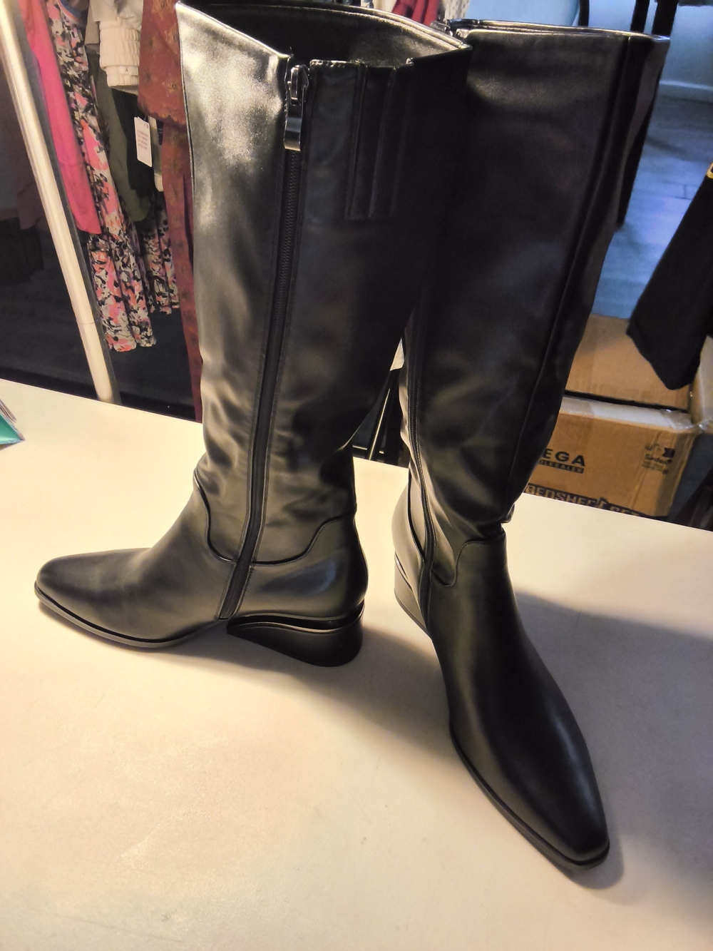 Classic Black Over-the-Knee Wedge Boots New Without Box